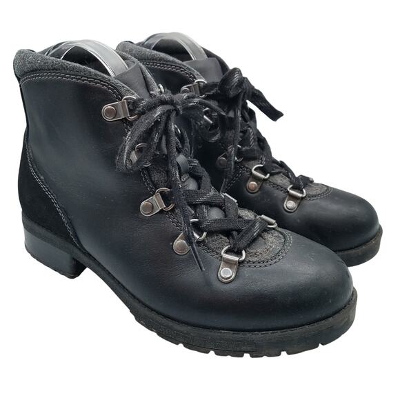 Clarks Faralyn Alpha Black Leather & Suede 10 Eye Lace Up Hiking Boots Size 7 - Picture 2 of 12